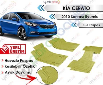Kia Cerato 2010 Sonrası Uyumlu Havuzlu Kesilebilir Bej Paspas