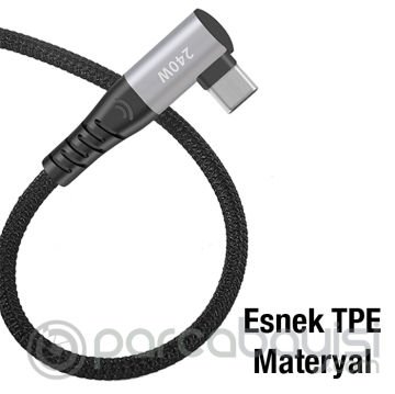 ALLY 240W Type-C To Type-C Yatay Laptop-Telefon Hızlı Data ve Şarj Kablosu