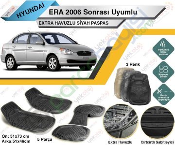 Hyundai Era 2006 Sonrası Uyumlu Extra Havuzlu Kesilebilir Siyah Paspas