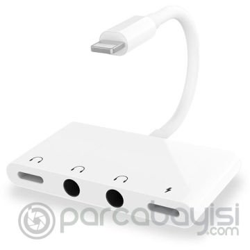 ALLY İPhone 14-13-12-11 4in1 Otg Ses Adaptörü Çift DC 3.5MM Jack