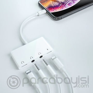 ALLY İPhone 14-13-12-11 4in1 Otg Ses Adaptörü Çift DC 3.5MM Jack