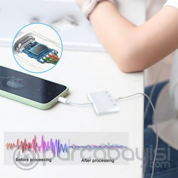 ALLY İPhone 14-13-12-11 4in1 Otg Ses Adaptörü Çift DC 3.5MM Jack