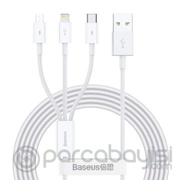 Baseus Superior Series (Micro+Lightning+Type-C) Üçlü Hızlı Şarj Veri Kablosu 3.5A 1.5M