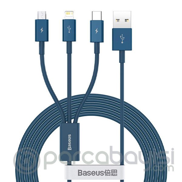 Baseus Superior Series (Micro+Lightning+Type-C) Üçlü Hızlı Şarj Veri Kablosu 3.5A 1.5M