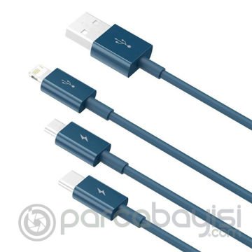 Baseus Superior Series (Micro+Lightning+Type-C) Üçlü Hızlı Şarj Veri Kablosu 3.5A 1.5M