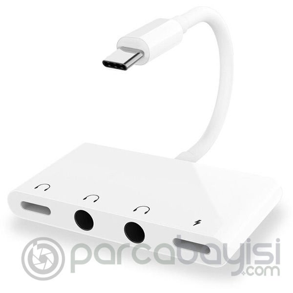 ALLY Andriod Usb Type C 4in1 Otg Ses Adaptörü Çift DC 3.5MM Jack