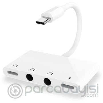 ALLY Andriod Usb Type C 4in1 Otg Ses Adaptörü Çift DC 3.5MM Jack