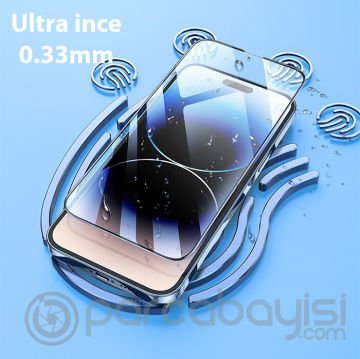 Hoco iPhone 14 Pro 6.1 0.33mm Full Koruma Ultra Thin Tempered Cam Ekran Koruyucu - Montaj Aparatlı