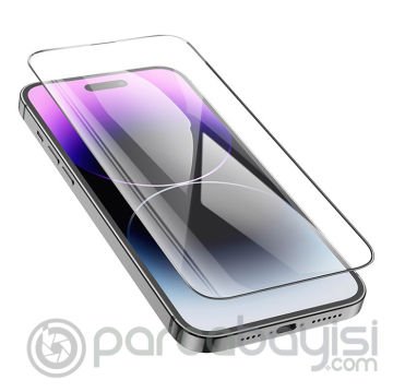 Hoco iPhone 14 Pro 6.1 0.33mm Full Koruma Ultra Thin Tempered Cam Ekran Koruyucu - Montaj Aparatlı