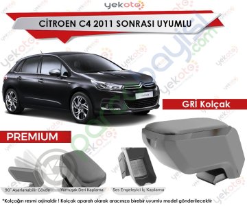 Citroen C4 2011 Sonrası Uyumlu Gri Kolçak Kol Dayama Ultra Kaliteli