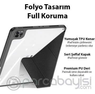 Dux Ducis iPad Pro 11 2022-2021-2020-2018 Kılıf Magi Series Kalem Tutuculu Uyku Modlu Kapaklı Kılıf