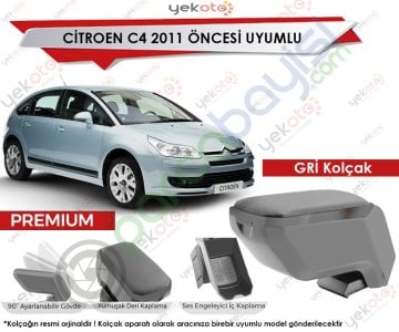 Citroen C4 2011 Öncesi Uyumlu Gri Kolçak Kol Dayama Ultra Kaliteli