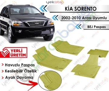 Kia Sorento 2002-2010 Arası Uyumlu Havuzlu Kesilebilir Bej Paspas