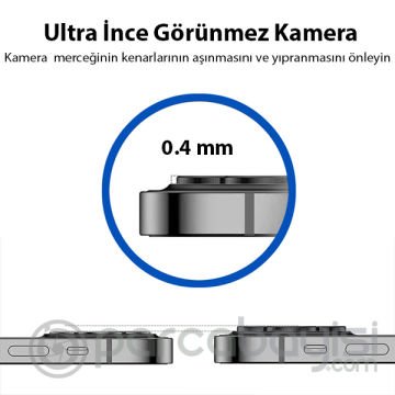ALLY İPhone 13 - 13 Mini 3D Metal Çerçeveli Kamera Lens Koruyucu
