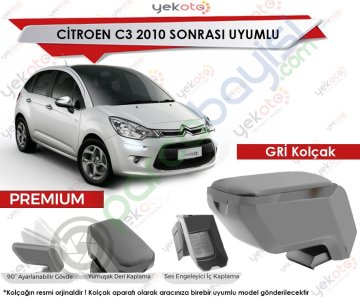 Citroen C3 2010 Sonrası Uyumlu Gri Kolçak Kol Dayama Ultra Kaliteli