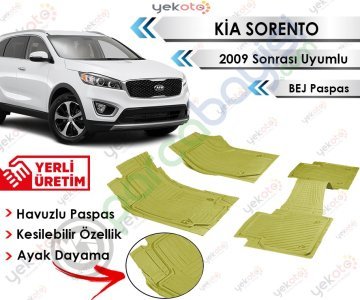 Kia Sorento 2009 Sonrası Uyumlu Havuzlu Kesilebilir Bej Paspas