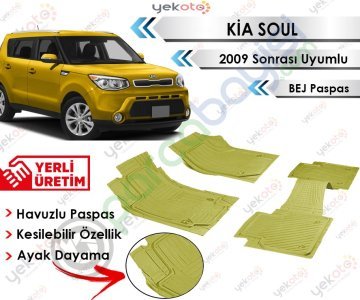 Kia Soul 2009 Sonrası Uyumlu Havuzlu Kesilebilir Bej Paspas