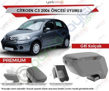 Citroen C3 2006 Öncesi Uyumlu Gri Kolçak Kol Dayama Ultra Kaliteli