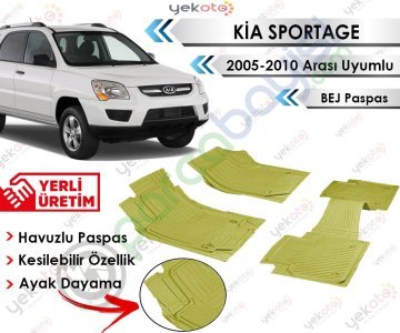 Kia Sportage 2005-2010 Arası Uyumlu Havuzlu Kesilebilir Bej Paspas