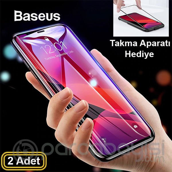 Baseus İPhone 11 Pro Max -6.5- XS Max 3D full Kırılmaz Cam Ekran Koruyucu 2 adet