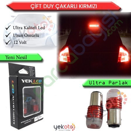 Yekled 1157 Çift Duy Ampul Led Kırmızı/Red Işık Çakarlı Mod Stop Fren Lamba Mercekli Model 2 Adet