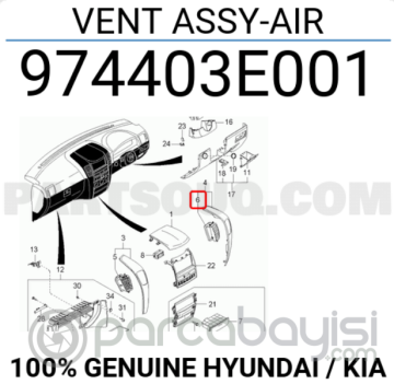 Kia Sorento Havalandırma Orta Sağ Izgara Orjinal | 974403E001