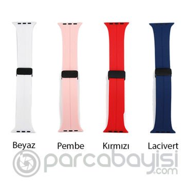 Ally Apple Watch 7-8 45mm 6-5-4 44mm Manyetik Uçlu Silikon Kayış Kordon 3-2-1 42mm