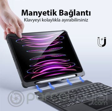 Dux Ducis iPad Pro 12.9 2022-2021-2020 SK Series Kablosuz Bluetooth Klavye Touchpad Kılıf