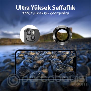 ALLY İPhone 13 Pro -13 Pro Max 3D Metal Çerçeveli Kamera Lens Koruyucu