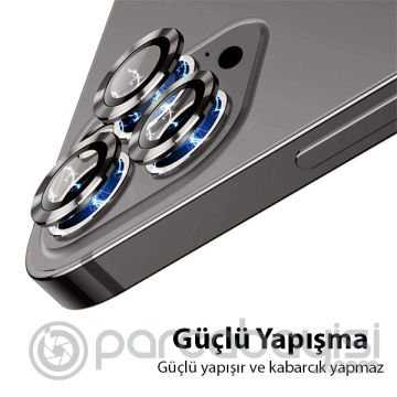 ALLY İPhone 13 Pro -13 Pro Max 3D Metal Çerçeveli Kamera Lens Koruyucu