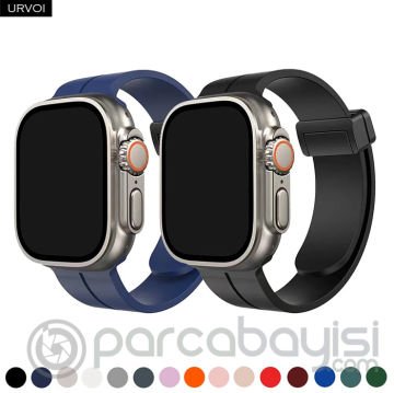 Ally Apple Watch 7-8 45mm 6-5-4 44mm Manyetik Uçlu Silikon Kayış Kordon 3-2-1 42mm
