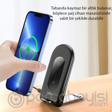 Duzzona W2 Katlanır Standlı 15W Hızlı Şarj Wireless Kablosuz Şarj Cihazı
