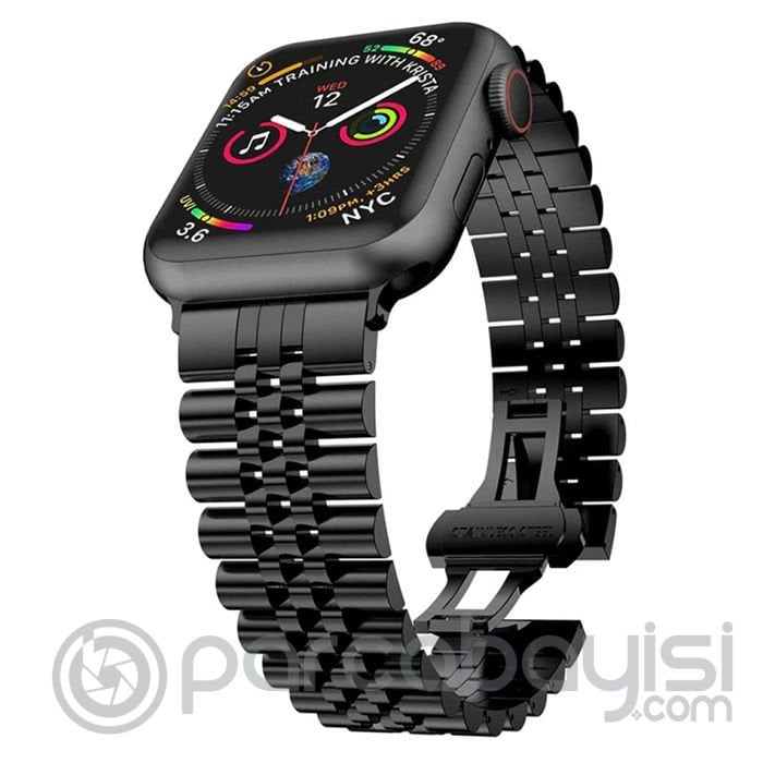 Ally Apple Watch 7-8 45mm 6-5-4 44mm Kayış Kordon Paslanmaz Çelik 3-2-1 42mm