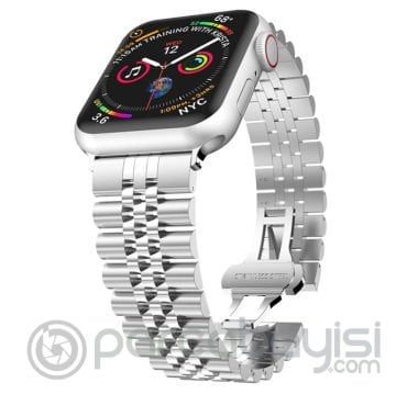 Ally Apple Watch 7-8 45mm 6-5-4 44mm Kayış Kordon Paslanmaz Çelik 3-2-1 42mm