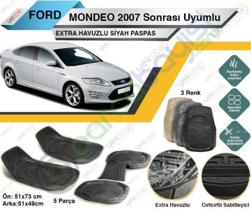 Ford Mondeo 2007 Sonrası Uyumlu Extra Havuzlu Kesilebilir Siyah Paspas