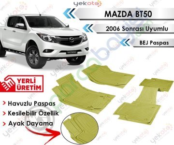 Mazda Bt50 2006 Sonrası Uyumlu Havuzlu Kesilebilir Bej Paspas