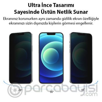 ALLY İPhone 13-13 Pro 3D Full Privacy Gizlilik Cam Ekran Koruyucu Anti-Spy