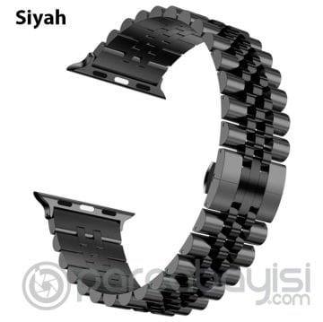 Ally Apple Watch 7-8 41mm 6-5-4 40mm Kayış Kordon Paslanmaz Çelik 3-2-1 38mm SİYAH,GOLD