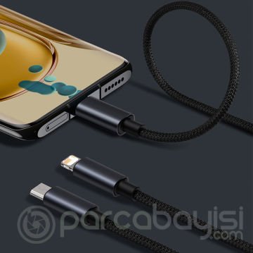 Baseus Minimalist Series 3in1 USB to Type-C + Lightning + Micro USB Hızlı Data Şarj Kablosu