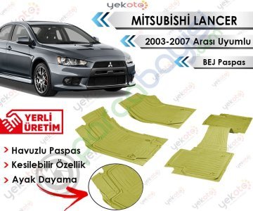 Mitsubishi Lancer 2003-2007 Arası Uyumlu Havuzlu Kesilebilir Bej Paspas