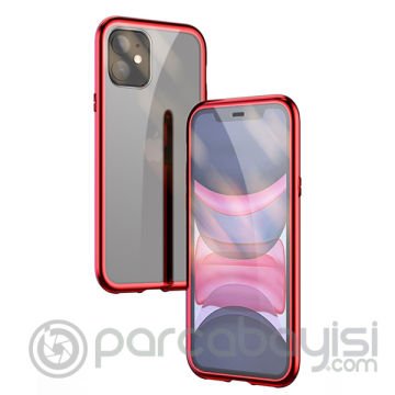 İPhone 11 Pro 5.8 Mıknatıslı 360 Derece Ön ve Arka Cam Full Korumalı Manyetik Kılıf