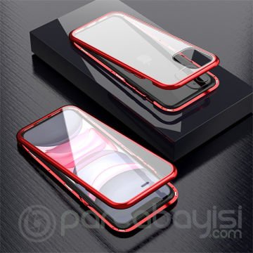 İPhone 11 Pro 5.8 Mıknatıslı 360 Derece Ön ve Arka Cam Full Korumalı Manyetik Kılıf