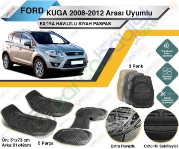 Ford Kuga 2008-2012 Arası Uyumlu Extra Havuzlu Kesilebilir Siyah Paspas