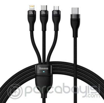 Baseus Flash Series II 100W Type-C Lightning Micro USB 3in1 Hızlı Şarj Kablosu 1.5mt