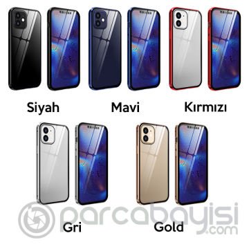 İPhone 12 Mıknatıslı 360 Derece Ön ve Arka Cam Full Korumalı Manyetik Kılıf