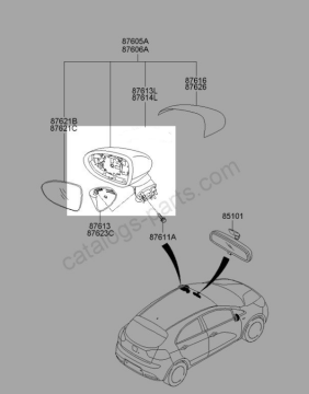Kia Rio Dış Dikiz Aynası Sol Orjinal | 876101W311