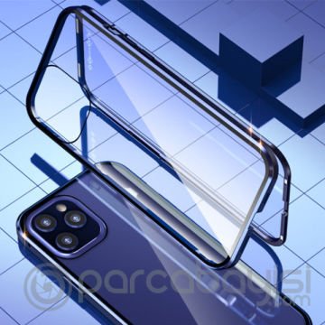 İPhone 12 Pro Mıknatıslı 360 Derece Ön ve Arka Cam Full Korumalı Manyetik Kılıf