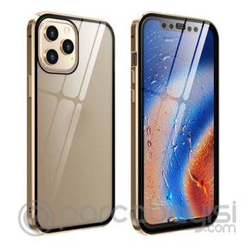 İPhone 12 Pro Mıknatıslı 360 Derece Ön ve Arka Cam Full Korumalı Manyetik Kılıf
