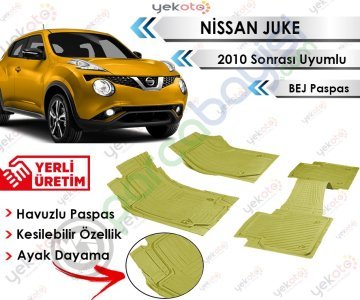 Nissan Juke 2010 Sonrası Uyumlu Havuzlu Kesilebilir Bej Paspas
