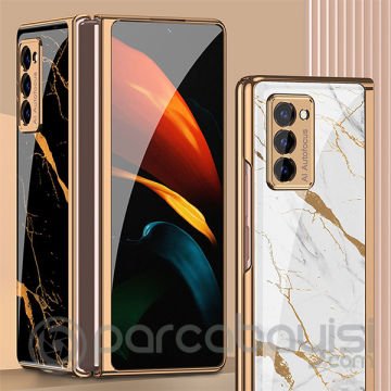 Samsung Galaxy Z Fold2 Kılıf GKK Electroplating Painted Glass Kılıf